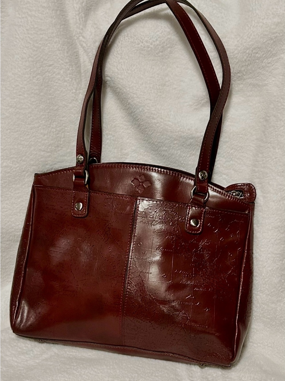 Patricia Nash Classic Women's Map Leather Tote Bag in Deep Brown